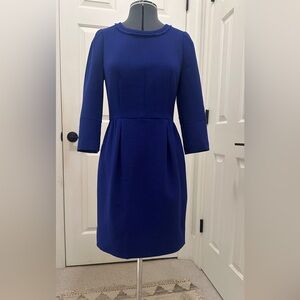 J. Crew Royal Blue Long Sleeve Crepe Dress, size 0 (fits like a 2)